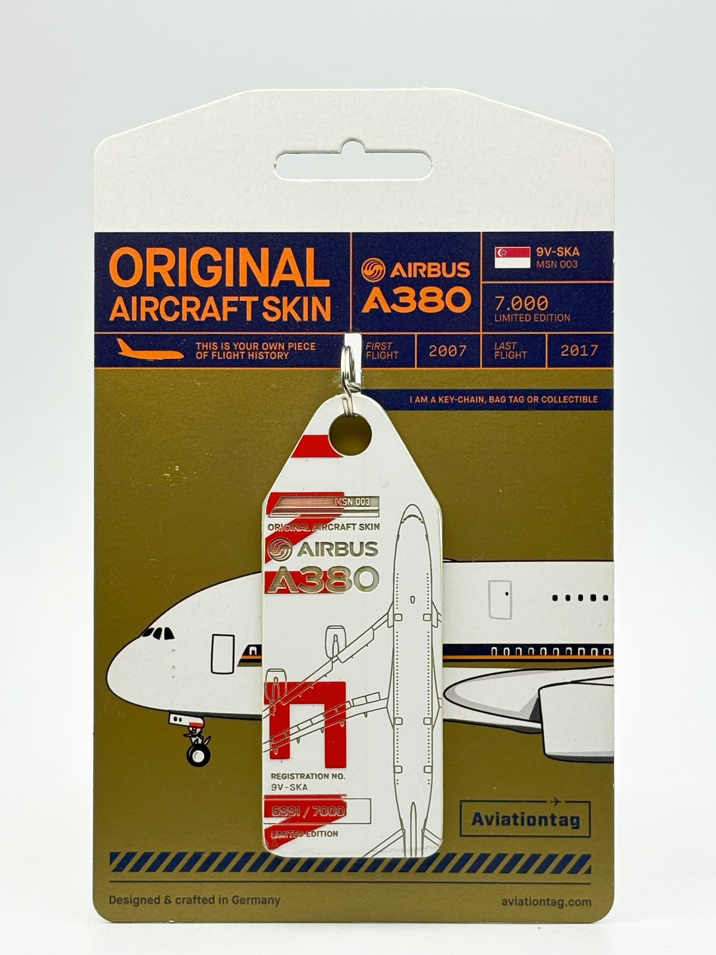 Aviationtag Singapore Airlines Airbus A380 9V-SKA RED/WHITE #6991